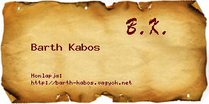 Barth Kabos névjegykártya